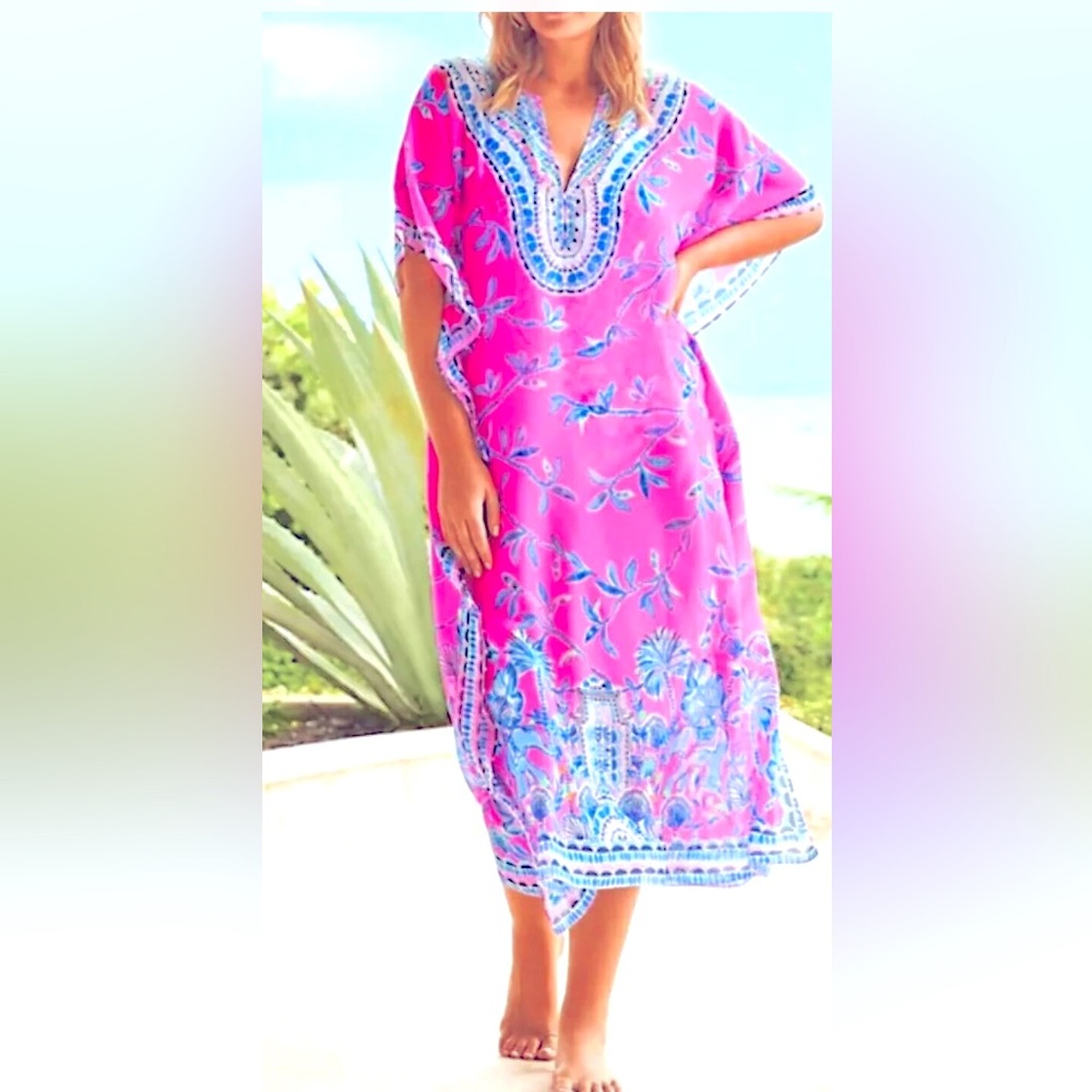 NWT Lilly Pulitzer Cuca Maxi Coverup S/M Pink Isle Slathouse Jungle Engineered